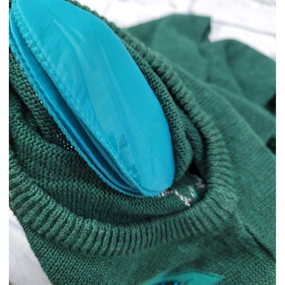 Vintage Mariea Kim sz Large Green Knit Sweater Beaded Embellished Flowers Korea - Picture 14 of 16